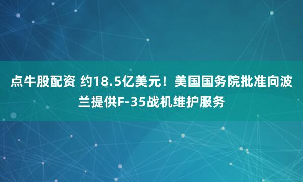 点牛股配资 约18.5亿美元！美国国务院批准向波兰提供F-35战机维护服务